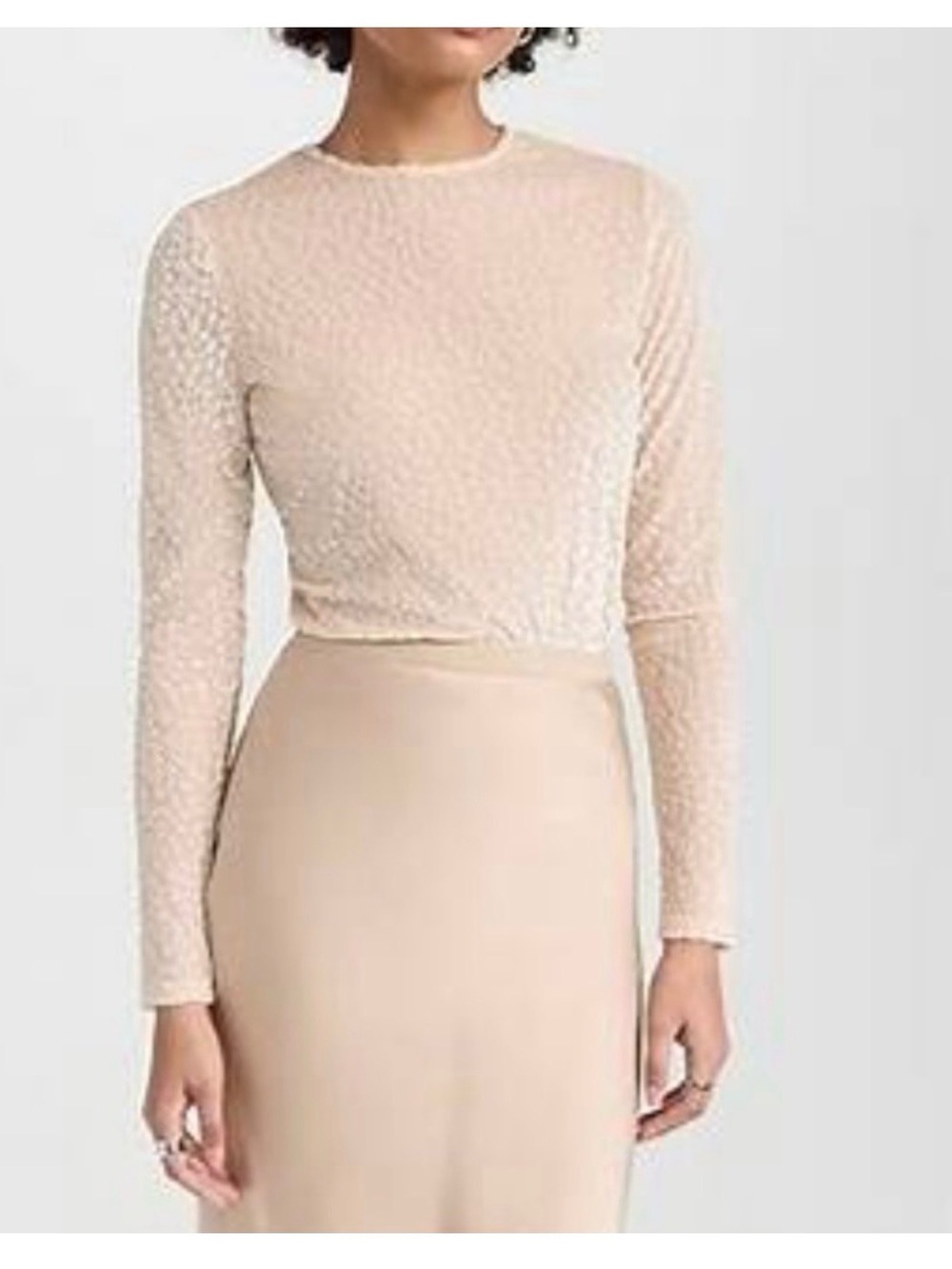 Vince Champagne Velour Burnout Long Sleeve Blouse - Size Large